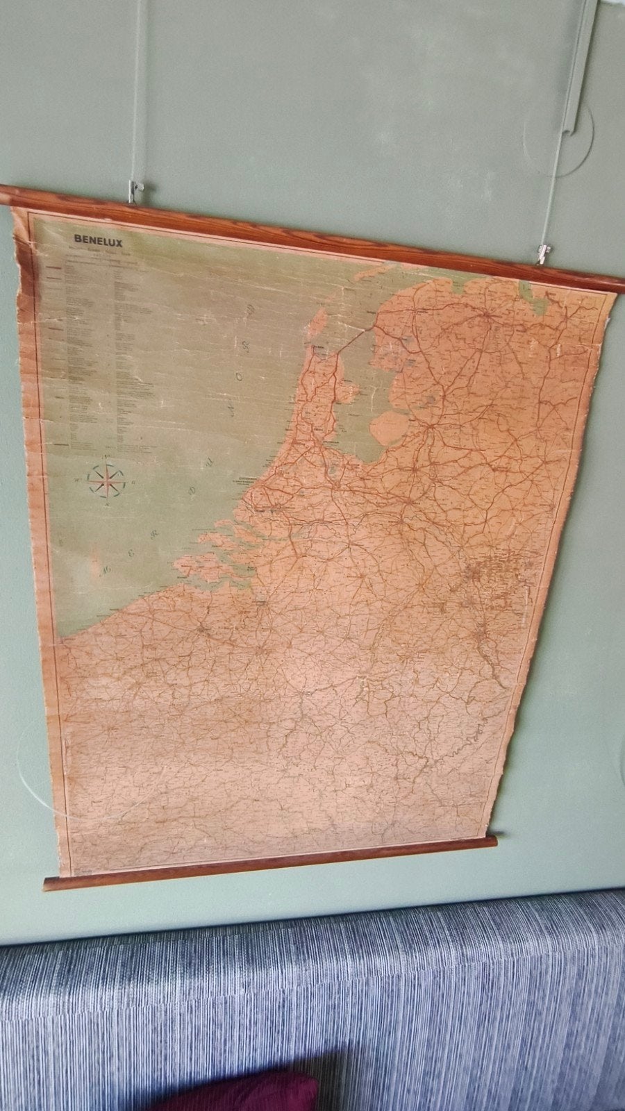 unieke Vintage schooljaar wegenkaart Benelux jaren 60, Ophalen of Verzenden