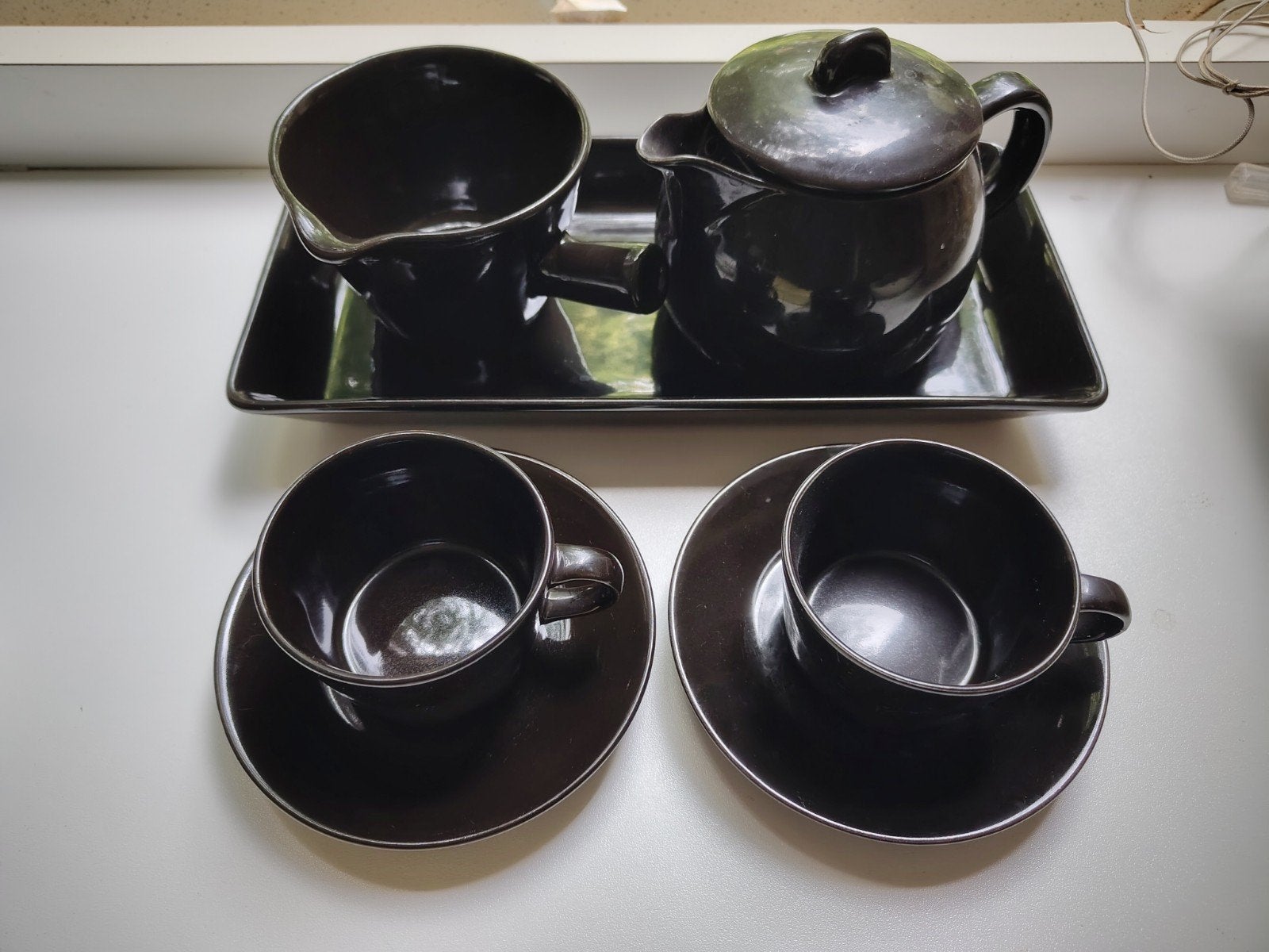 Vintage  '60 Arabia servies - wit, geel, groen, blauw, b, Ophalen