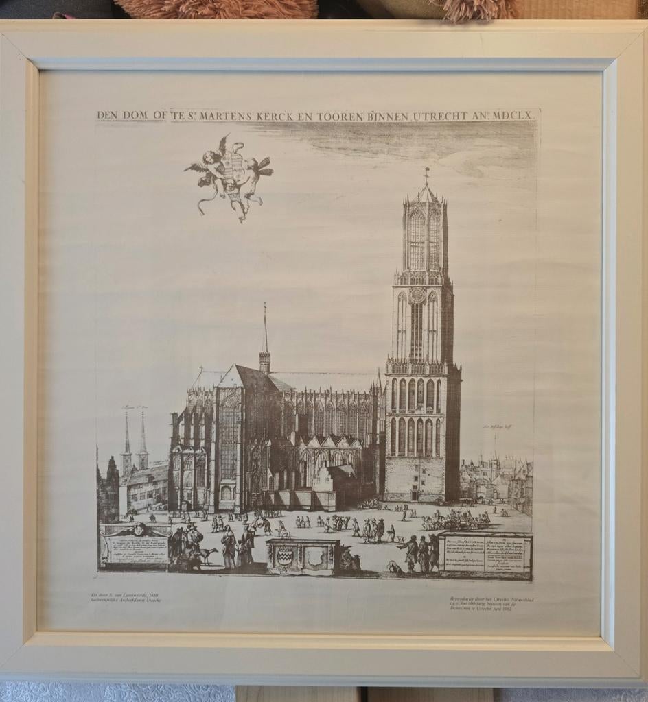 Ingelijste prent Dom van Utrecht, Antiek en Kunst, Ophalen of Verzenden