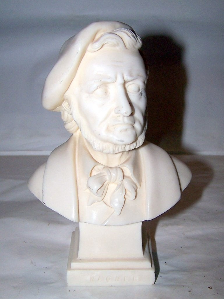 Buste Richard Wagner. G.Ruggeri. H. 14,5 cm. Izgs., Ophalen of Verzenden, Zo goed als nieuw, Mens