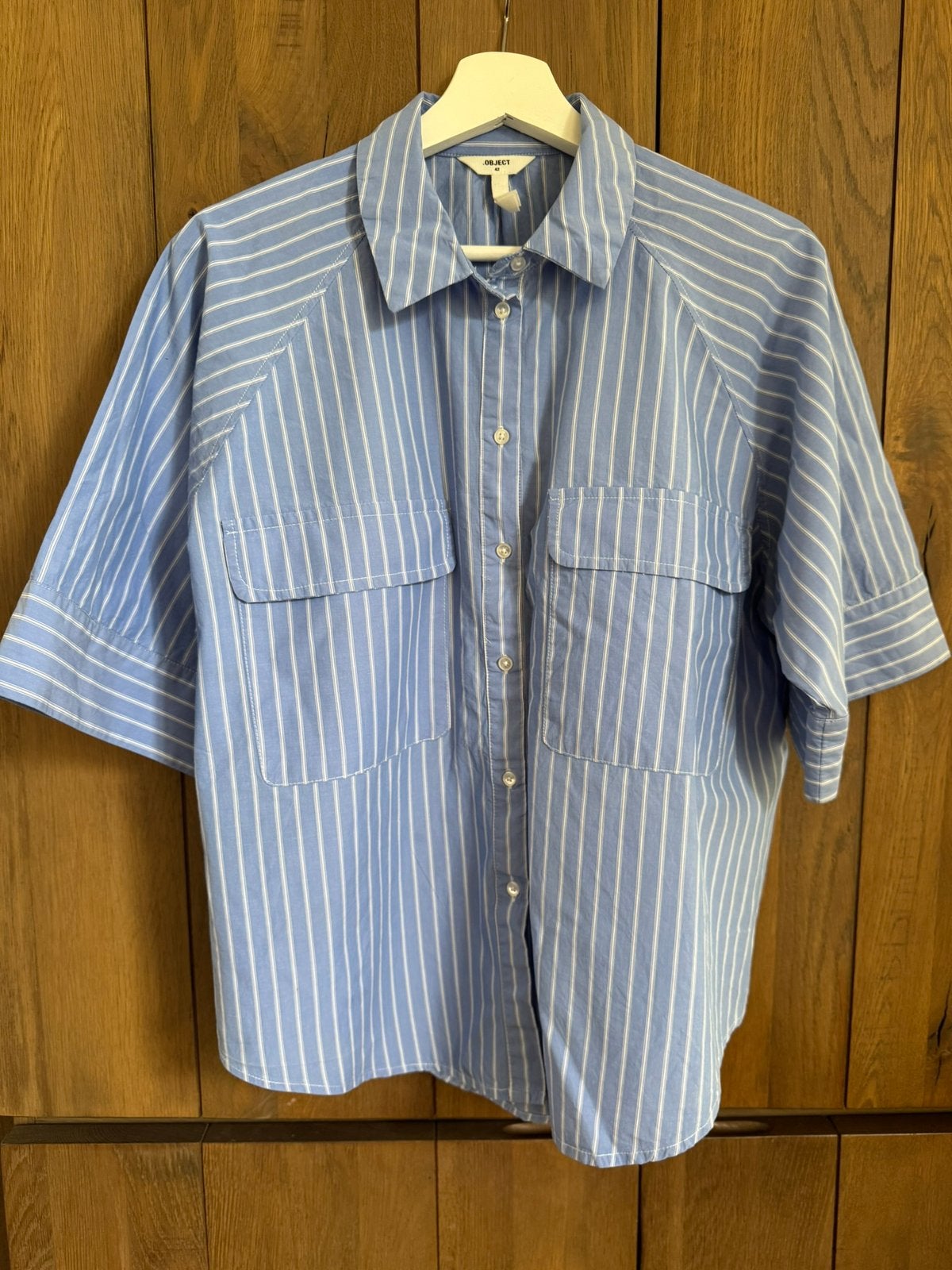 Object overhemd loose fit maat 42 als nieuw, Ophalen of Verzenden, Zo goed als nieuw, Maat 42/44 (L), Blauw
