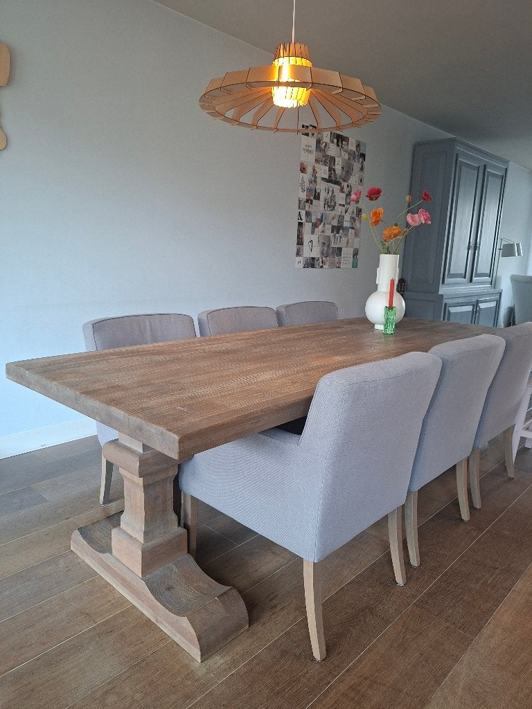 Eiken kloostertafel, eetkamertafel, 260 x 100 cm, Huis en Inrichting, Ophalen, Gebruikt, 100 tot 150 cm, Eikenhout