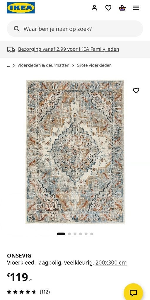 Vloerkleed Onsevig, Ikea, Ophalen, 150 tot 200 cm, 200 cm of meer, Zo goed als nieuw