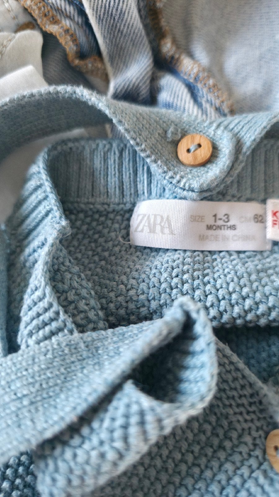 Zara gebreide romper lichtblauw maat 62 (1-3 maanden), Ophalen of Verzenden, Zo goed als nieuw, Zara, Jongetje of Meisje