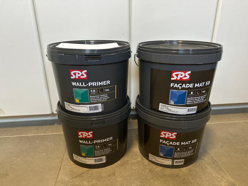 SPS Verf en Primer RAL9010 - Nieuw + 1x aangebroken, Doe-het-zelf en Verbouw, Ophalen, Wit, Nieuw, Verf