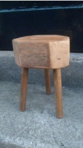 Houten MELKKRUK 8 kantig 25 cm. hoog kruk, krukje, tafeltje, Ophalen of Verzenden, Gebruikt, Hout