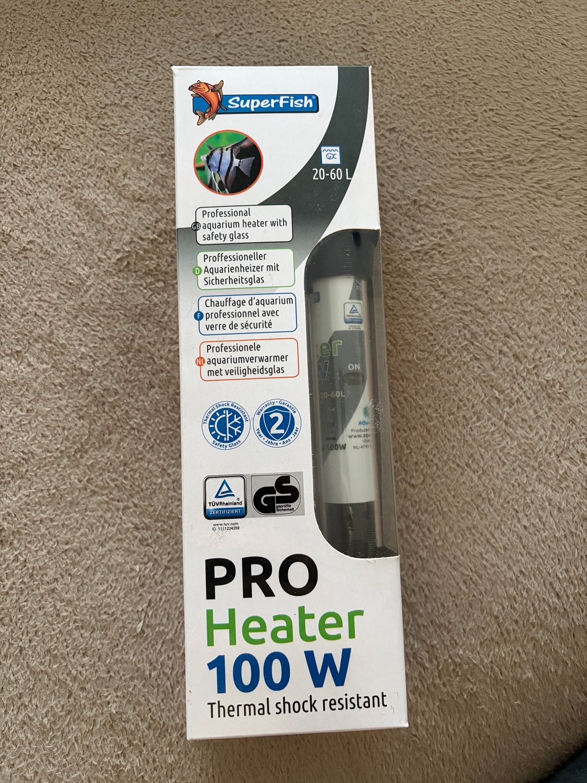 Superfish PRO Heater 100W voor 20-60L aquaria, Ophalen of Verzenden, Verwarming, Superfish, Verlichting of Verwarming