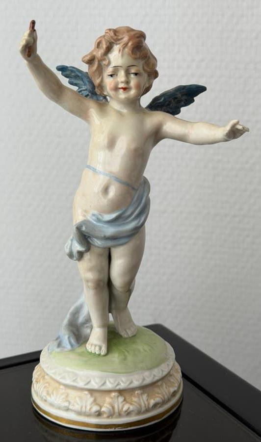 Putto - Cherubijn  antiek porcelijnen engeltje, Verzamelen, Beelden en Beeldjes, Verzenden, Zo goed als nieuw