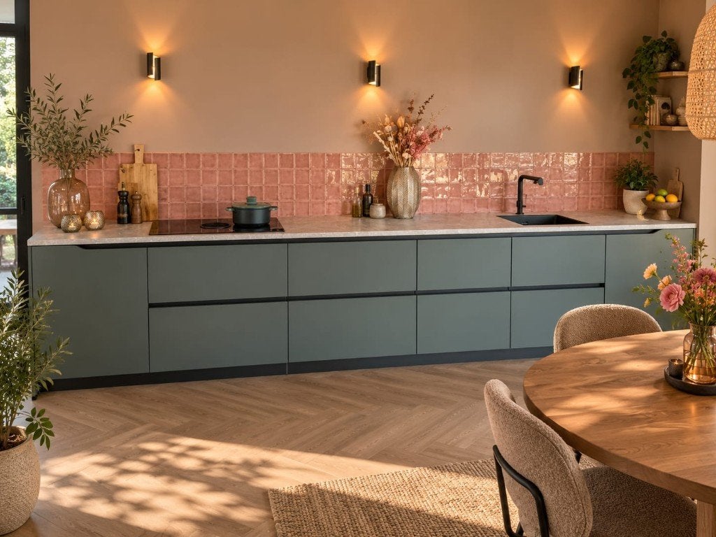 Lange rechte showroomkeuken, Huis en Inrichting, Ophalen, Nieuw, Enkelwandige keuken, Groen