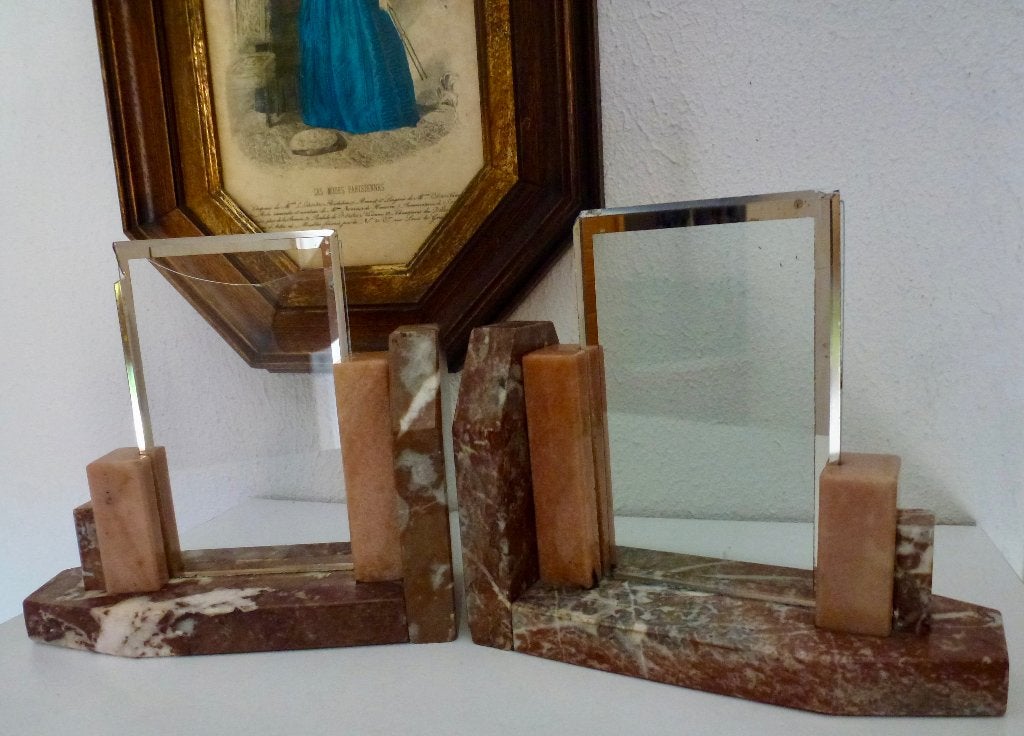 Marmeren fotolijsten set - Art Deco stijl, Gebruikt, Verzenden, Steen/keramiek, Standaard fotolijst