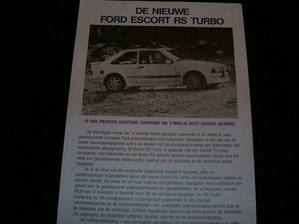 FORD ESCORT MK 3  RS TURBO 1985, Boeken, Auto's | Folders en Tijdschriften, Gelezen, Ford, Ophalen of Verzenden