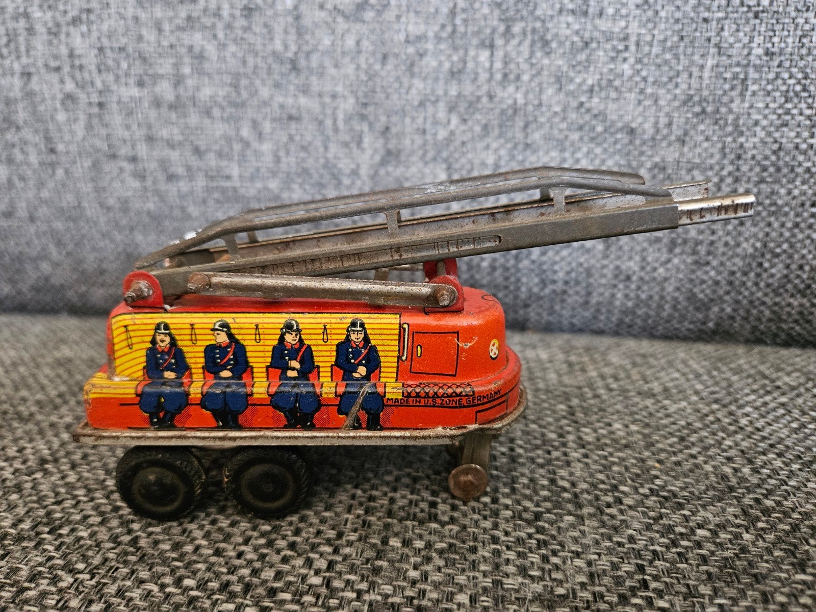 Blikken Brandweerwagen - Made in U.S. Zone Germany, Ophalen of Verzenden