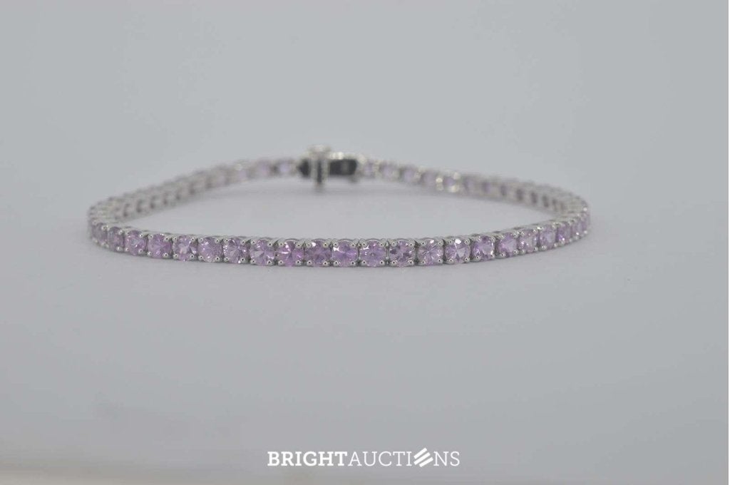 Witgouden tennisarmband met roze natuurlijke saffieren, Sieraden, Tassen en Uiterlijk, Wit, Niet ingevuld, Nieuw, Saffieren