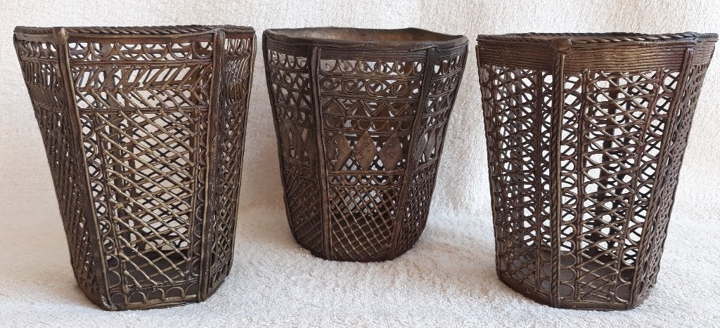 3 open bronzen Dhokra kommen (India) uit midden 20e eeuw, Antiek en Kunst, Ophalen