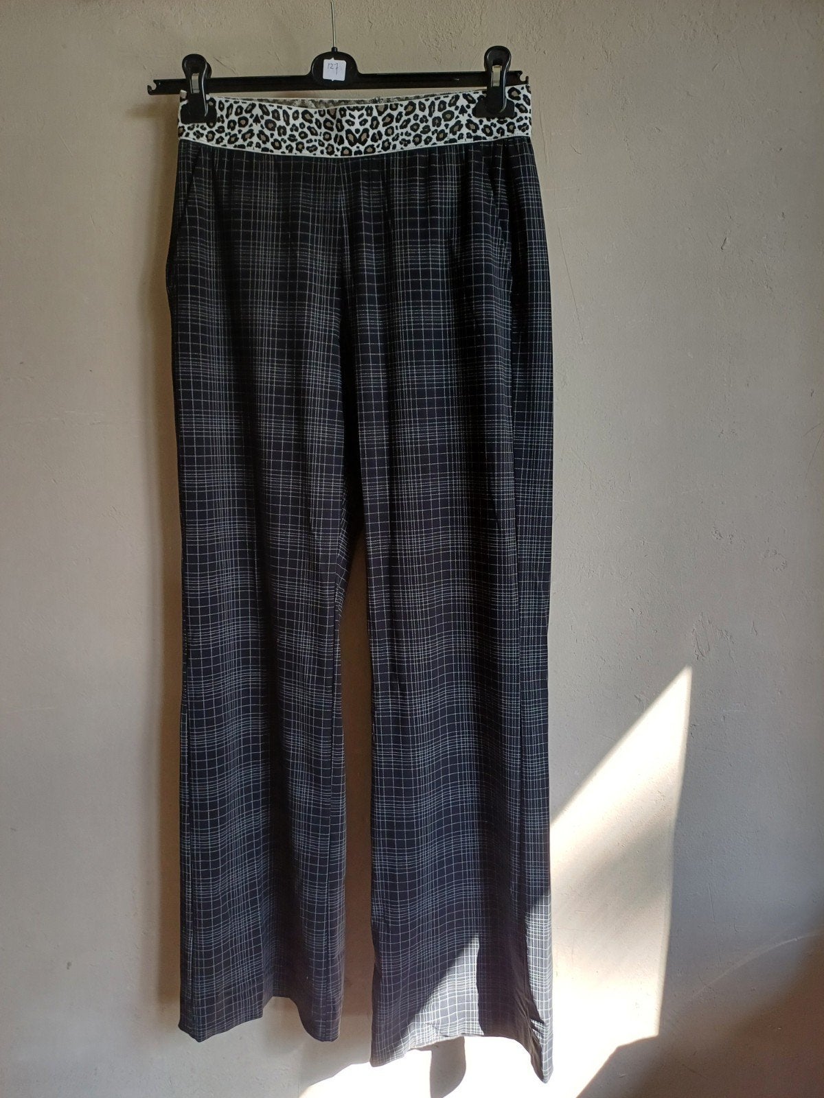 Studio Anneloes Broek S - Zwart Ruit met Leopard Band, Kleding | Dames, Studio Anneloes, Zwart, Ophalen of Verzenden, Zo goed als nieuw