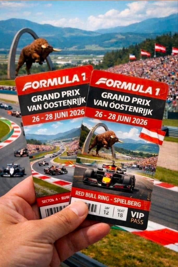 Twee F1 tickets voor hele weekend GP Oostenrijk!, Twee personen