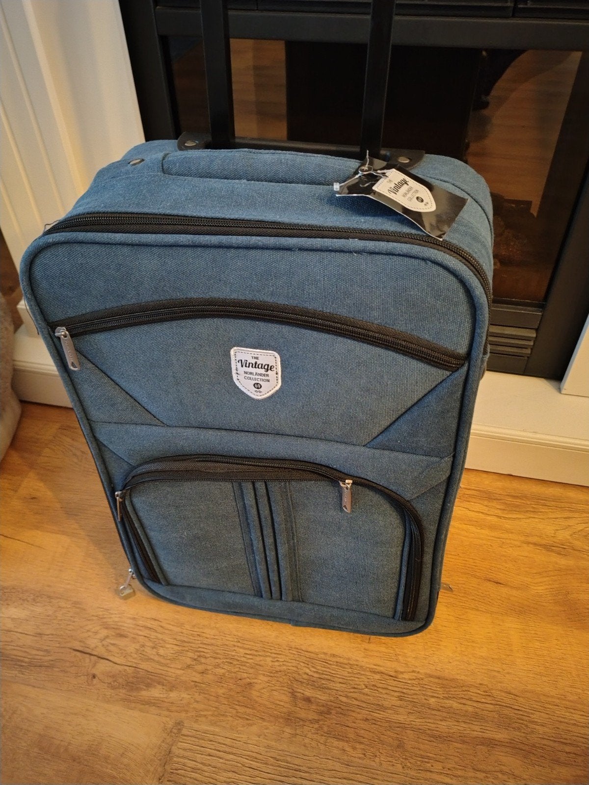 Nieuwe Norländer Vintage trolley / reiskoffer blauw + slotje, 50 tot 60 cm, Ophalen of Verzenden, 35 tot 45 cm, Nieuw
