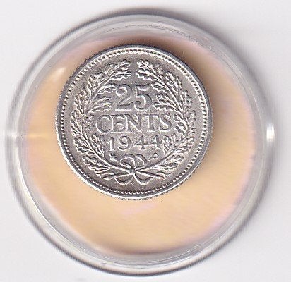 25 Cent 1944 EP Prachtig, Verzenden, Zilver, 25 cent, Koningin Wilhelmina