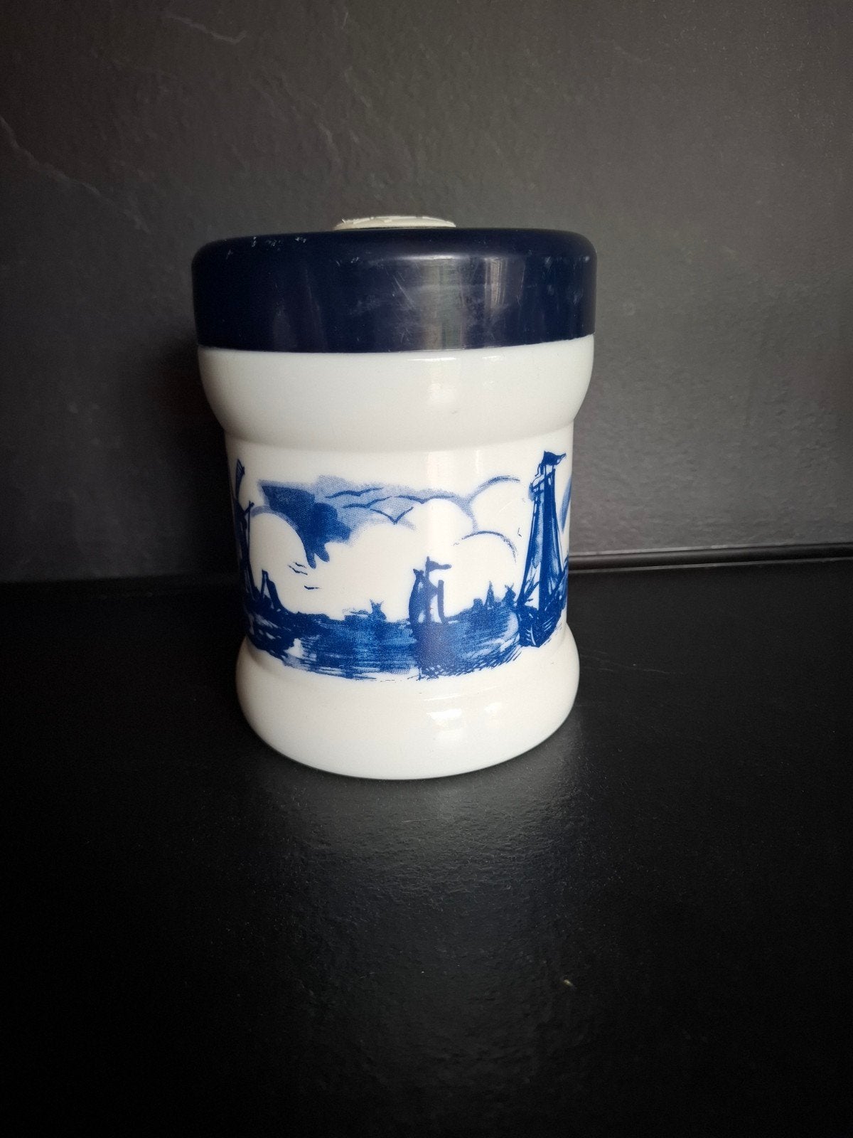 Vintage Delfts Blauw Potje met Molens en Schepen, Antiek en Kunst, Antiek | Keramiek en Aardewerk, Ophalen of Verzenden
