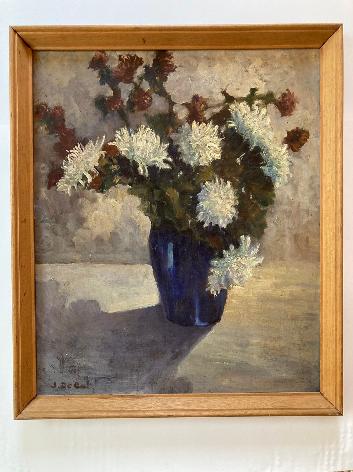 olieverf op paneel , stilleven J. De Cat, 1965, Verzenden