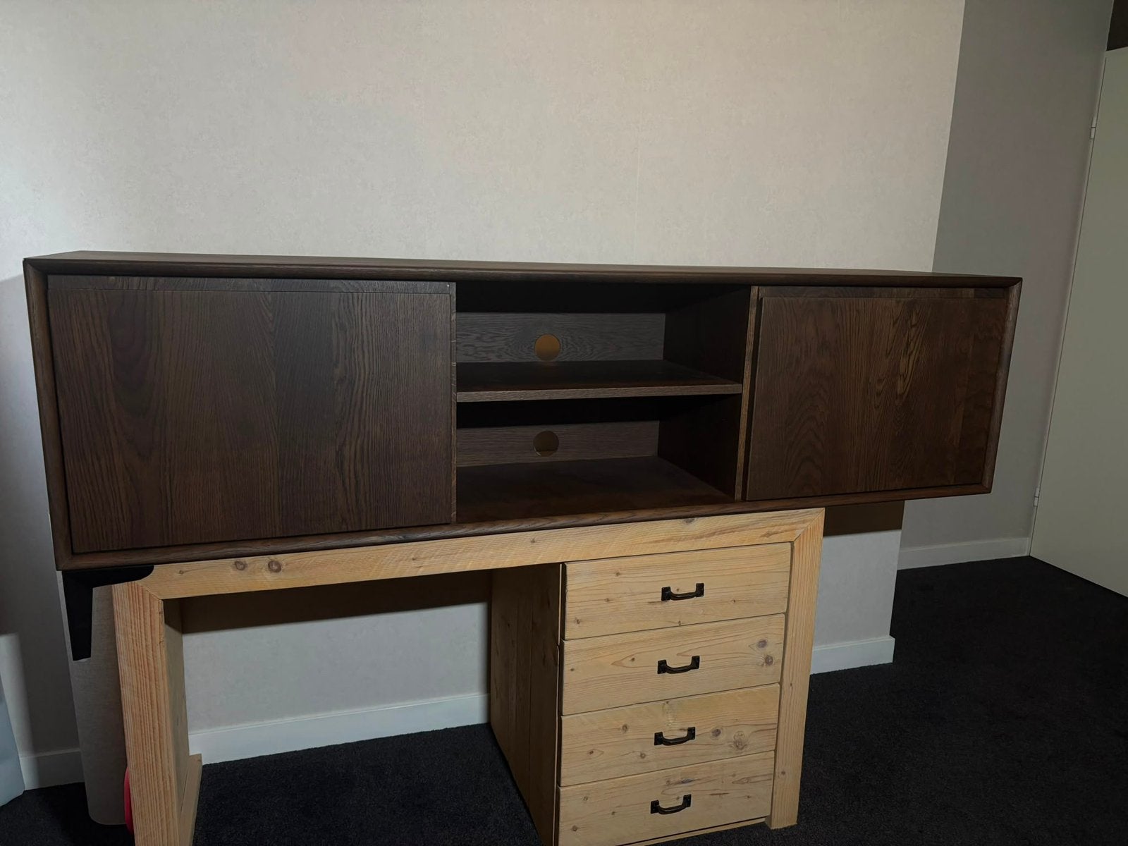 Tv meubel walnoot, Ophalen, 150 tot 200 cm, Nieuw, Minder dan 100 cm