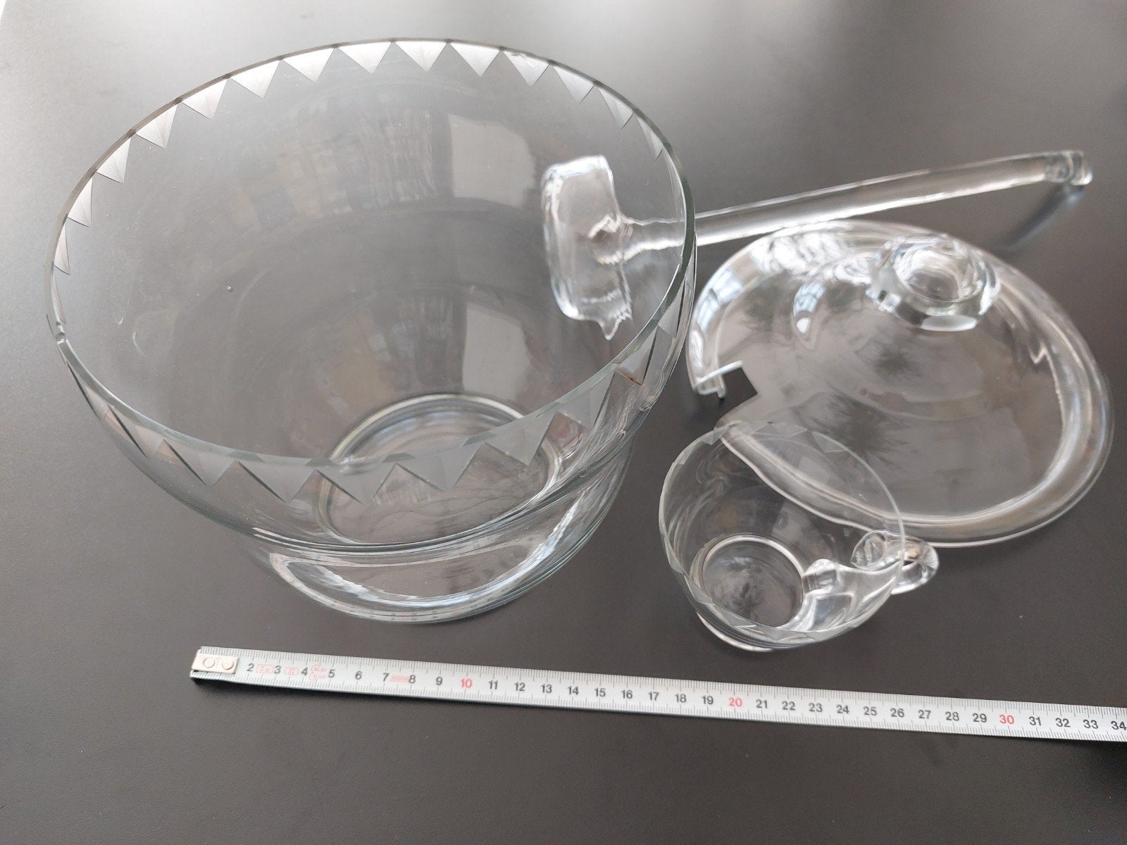 Vintage Glazen Punch- of Bowlset uit de Jaren '30, Antiek en Kunst, Antiek | Glas en Kristal, Ophalen