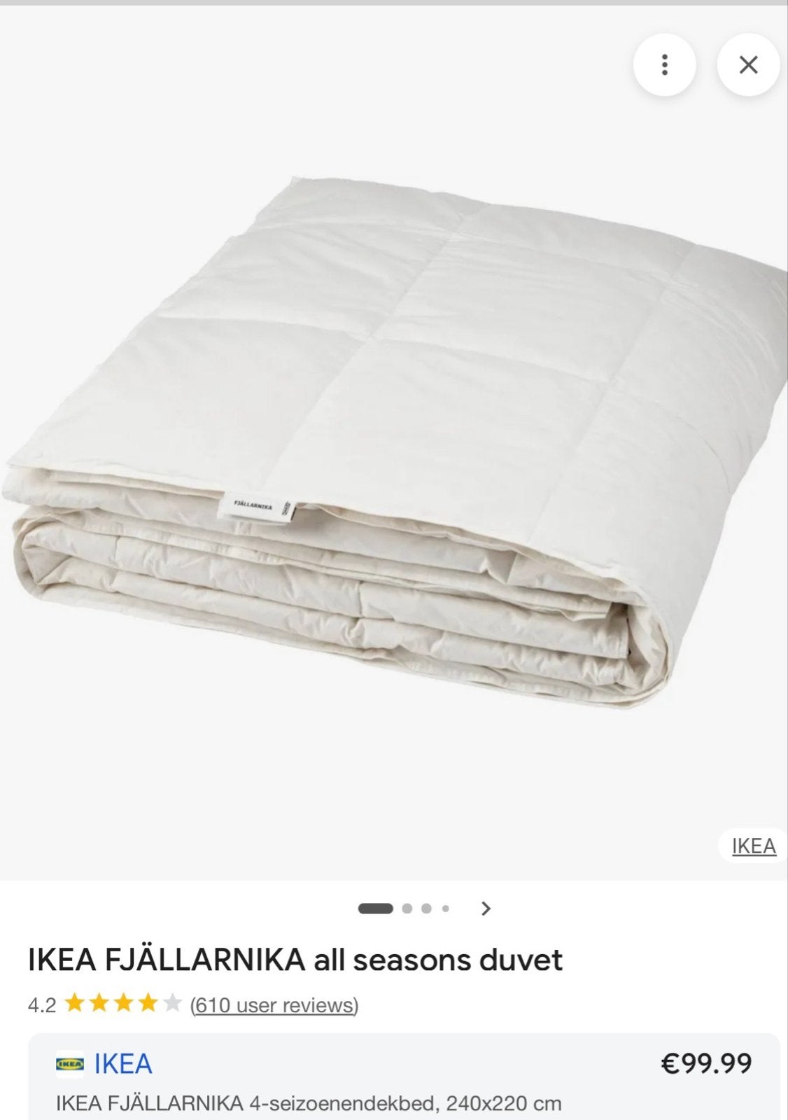 IKEA FJÄLLARNIKA 4-seizoenen dekbed, Ophalen, Wit, Tweepersoons, Deken of Dekbed
