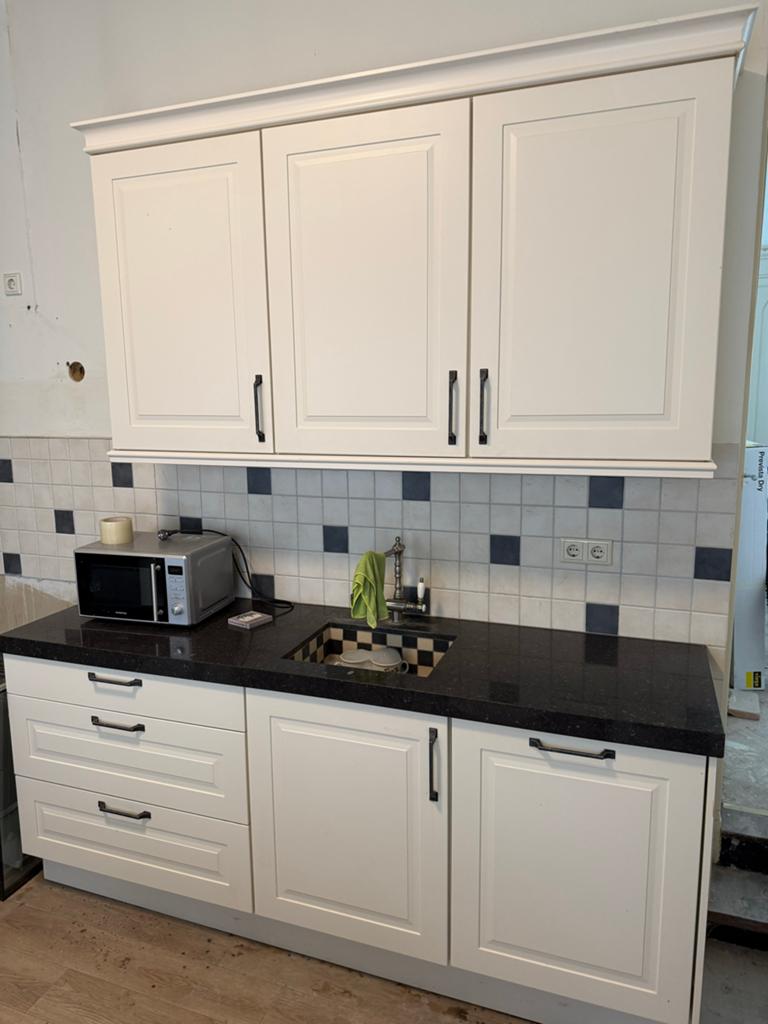 Complete Hoekkeuken met Apparatuur - Wit/Zwart, Huis en Inrichting, Keuken | Complete keukens, Ophalen, Gebruikt, Wit, Hoekkeuken