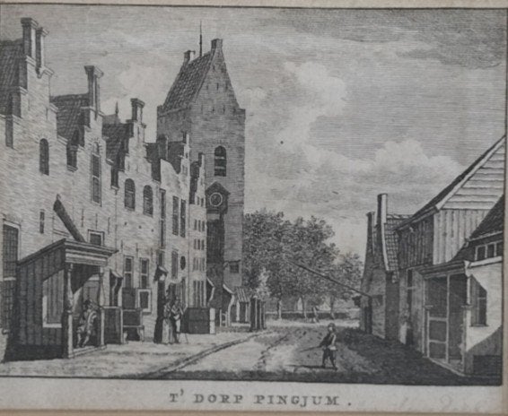 't dorp Pingjum Friesland oud antieke gravure schilderij
't, Ophalen