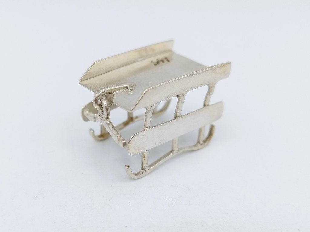 Zilveren miniatuur trekslee, 18e eeuws, Antiek en Kunst, Verzenden, Zilver