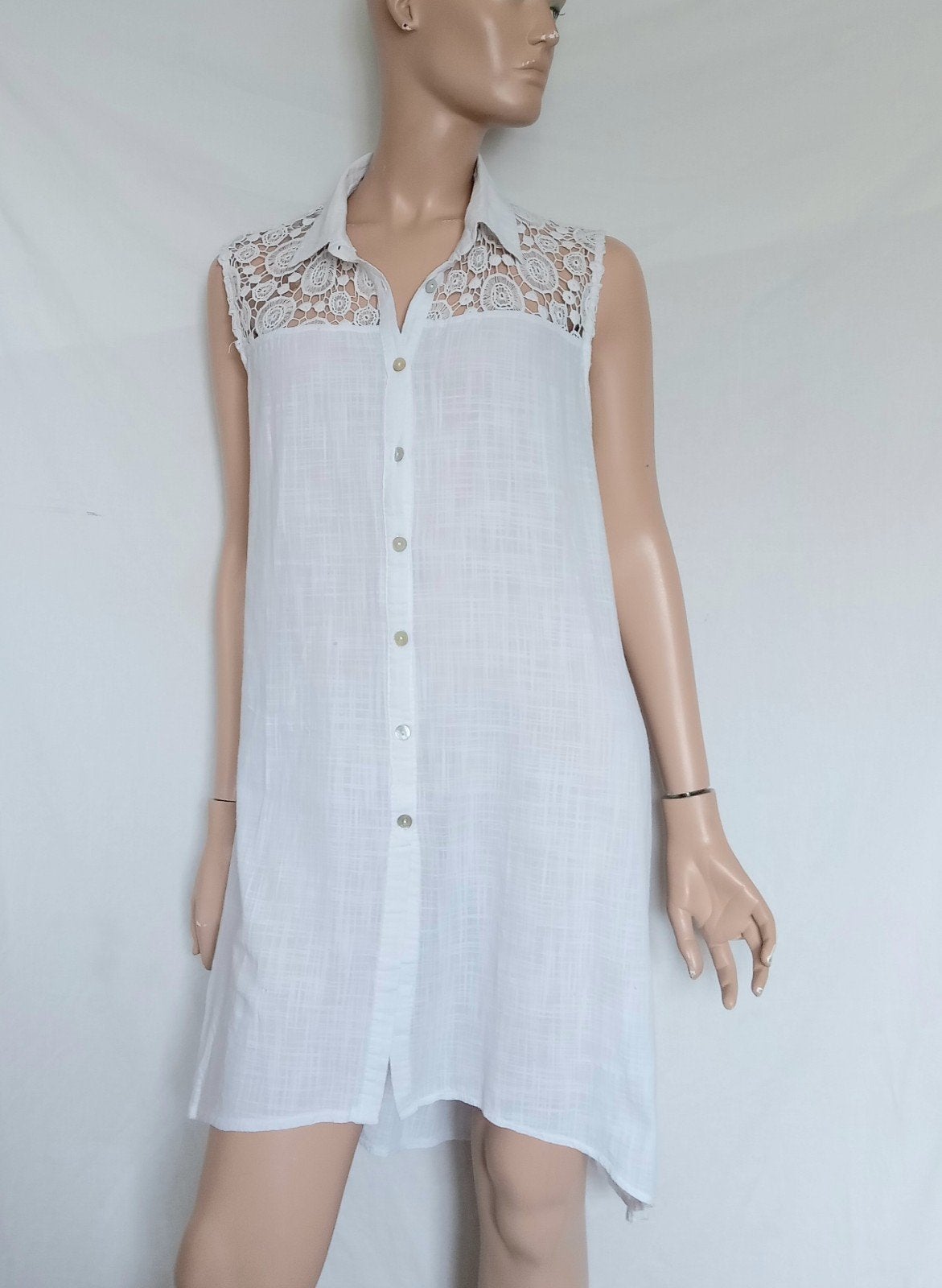 BLANC DU NIL LINNEN Blouse , Maat 42 - 44, Ophalen of Verzenden, Zo goed als nieuw, Maat 42/44 (L), Wit