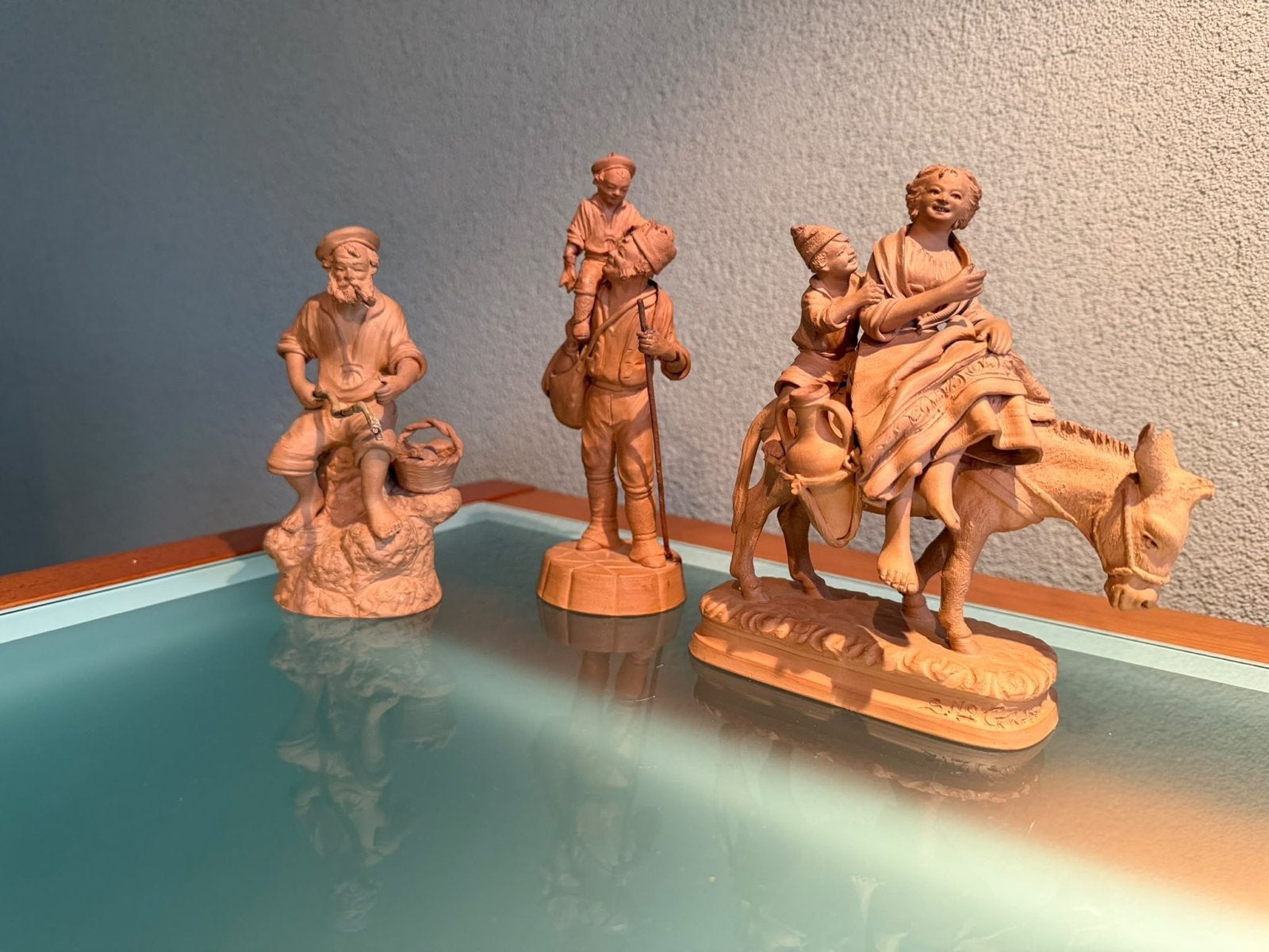 Set van 3 gedetailleerde terracotta beelden, Ophalen of Verzenden, Zo goed als nieuw, Mens