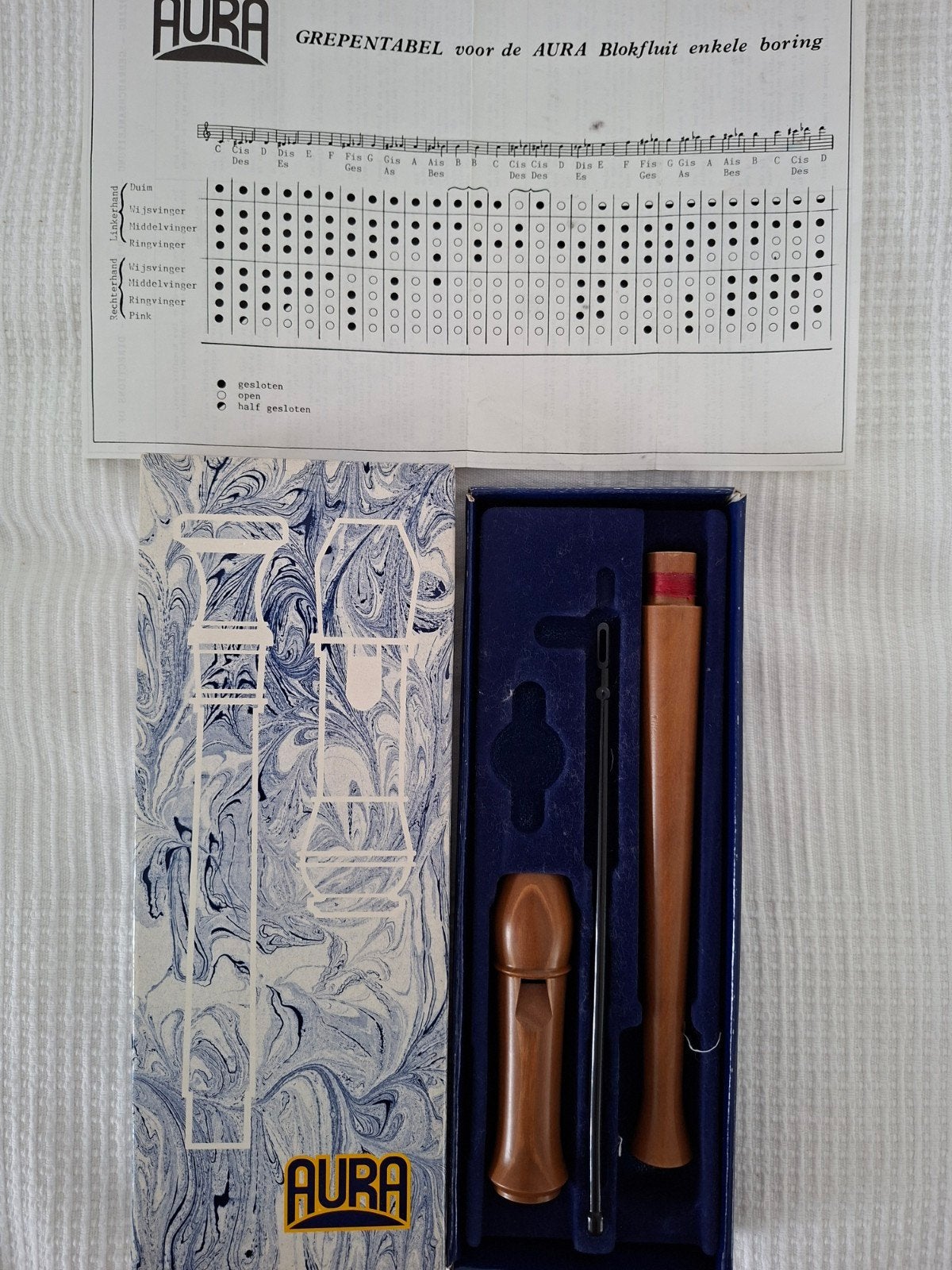 Houten Aura S2 blokfluit in doos en grepentabel, Muziek en Instrumenten, Ophalen of Verzenden, Zo goed als nieuw, Sopraan of Sopranino