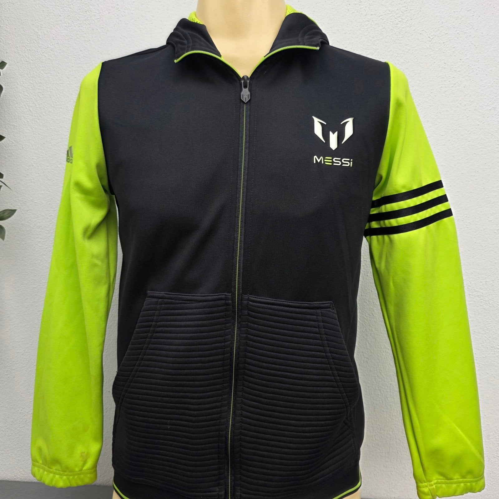 Adidas Messi Trainingsjack Zwart/Neon Groen Maat L (13-14Y), Ophalen of Verzenden, Adidas, Jongen of Meisje