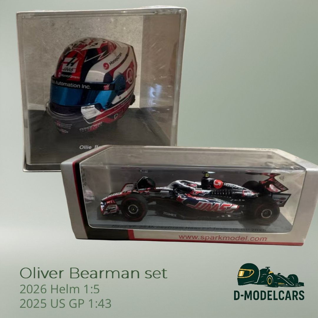 Ollie Bearman Schaalmodellen Set: Helm & Formule 1 auto, Overige merken, Auto, Nieuw, Ophalen of Verzenden