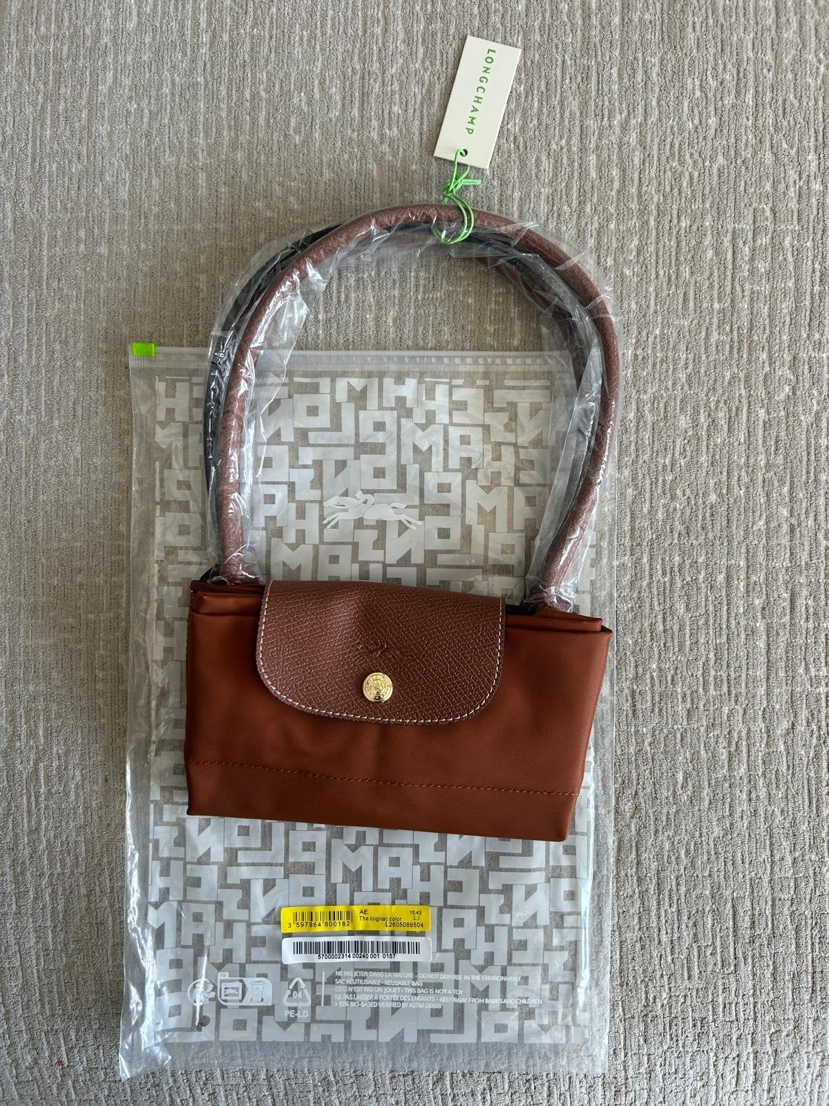 Longchamp Le Pliage Tas Cognac Bruin Nieuw Maat M en L, Ophalen of Verzenden, Nieuw, Bruin, Handtas