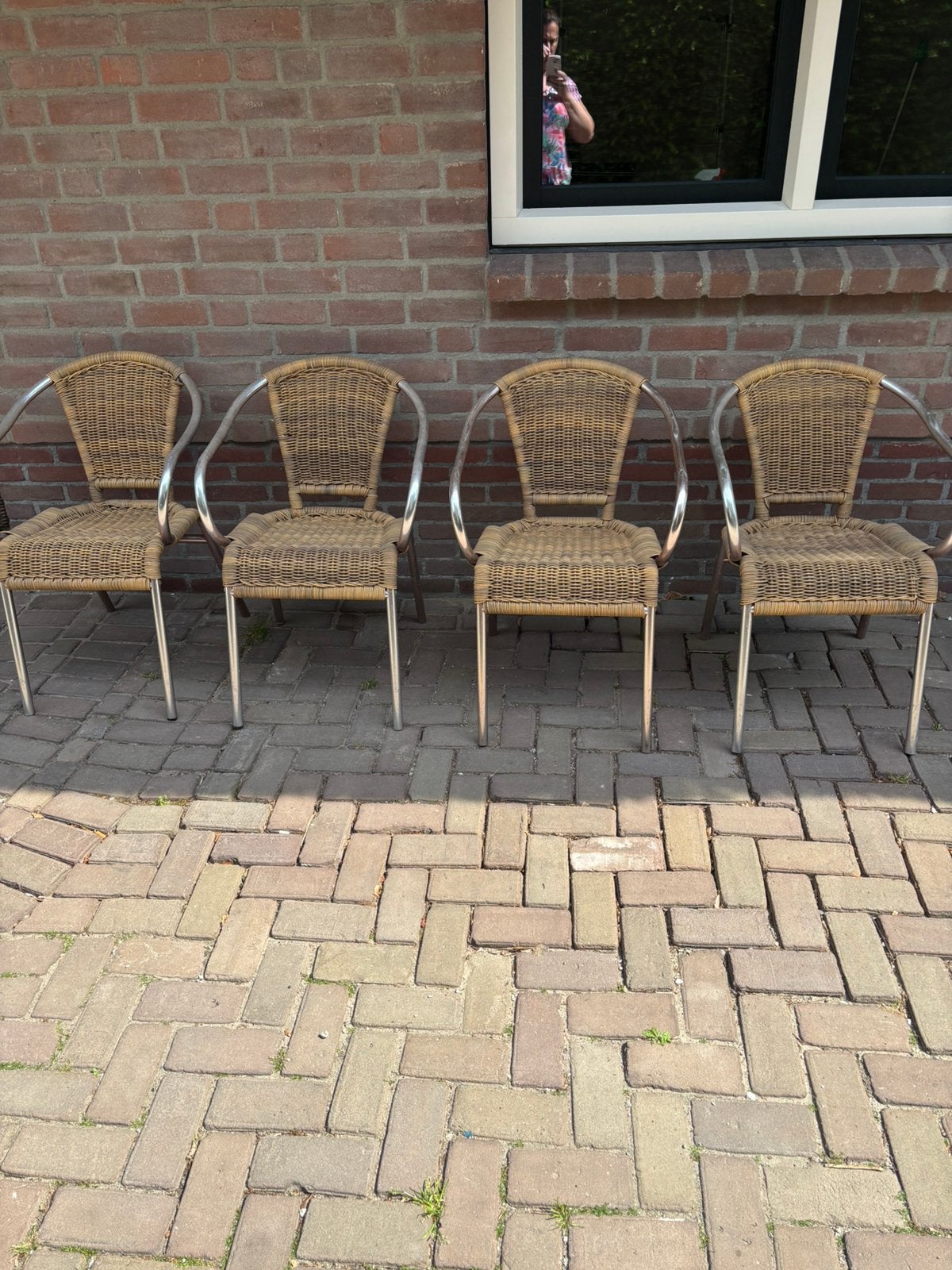 GRATIS 4 stoelen., Tuin en Terras, Tuinstoelen, Ophalen, Gebruikt, Stapelbaar