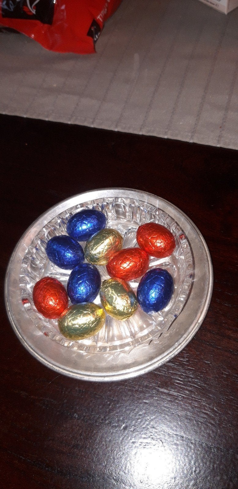 glazen schaaltje op zilver bordje, Ophalen of Verzenden, Gebruikt, Rond, Glas