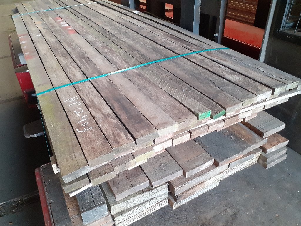 3 x gebruikte partij hardhout damwandplanken - beschoeiing, Gebruikt, Planken, Ophalen of Verzenden, Hardhout