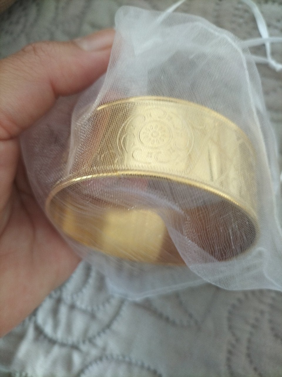 Gouden stainless steel armband met gedetailleerd patroon, Ophalen of Verzenden, Nieuw, Goud, Goud