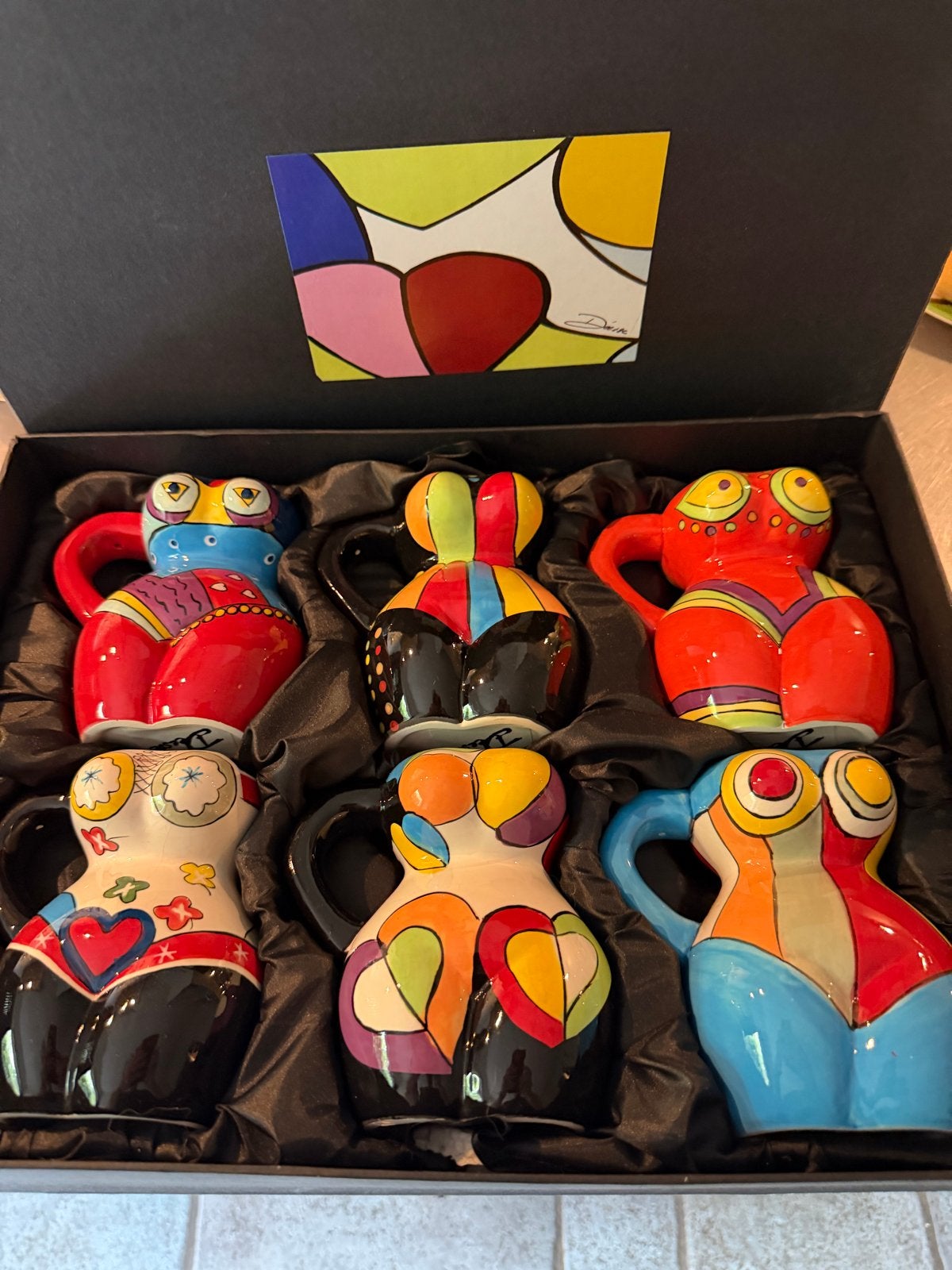 Unieke Pop-Art Beeldjes Set (6 stuks) - Keramiek/Kunsthars, Antiek en Kunst, Ophalen of Verzenden, Beeld, Meerkleurig, Steen/keramiek