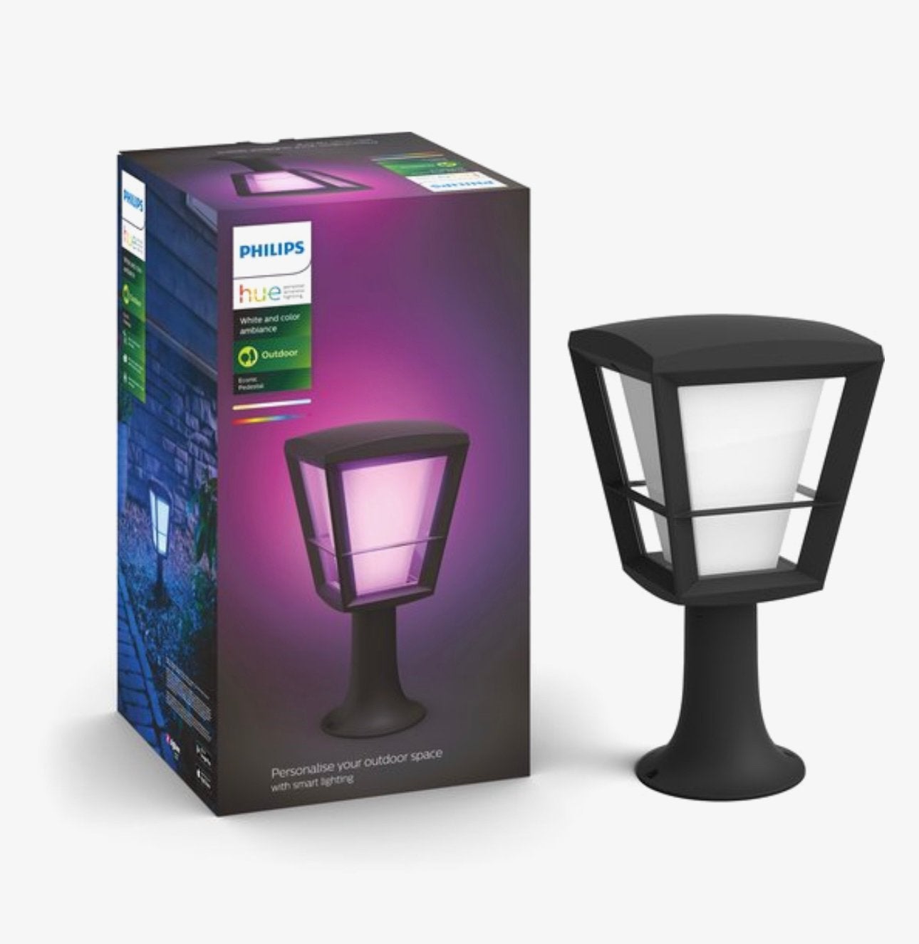 Philips Hue Econic Sokkellamp White & Color Zwart Laag, Ophalen, Nieuw