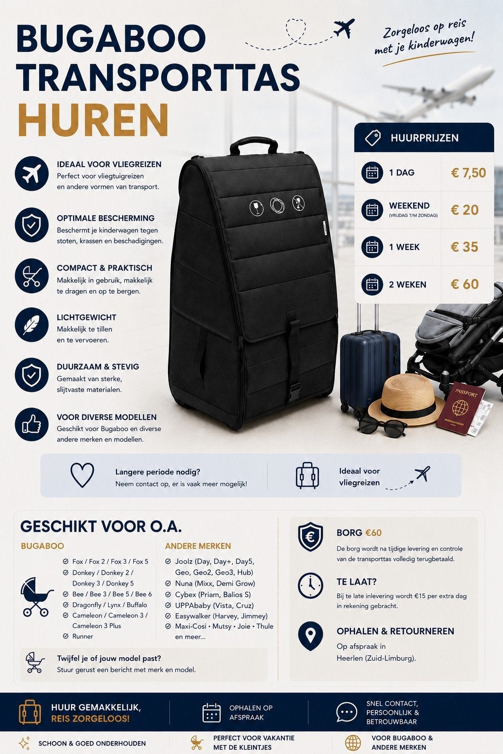 BUGABOO TRANSPORTTAS HUREN | Fox 5 Donkey Dragonfly Bee | Jo, Ophalen, Zo goed als nieuw