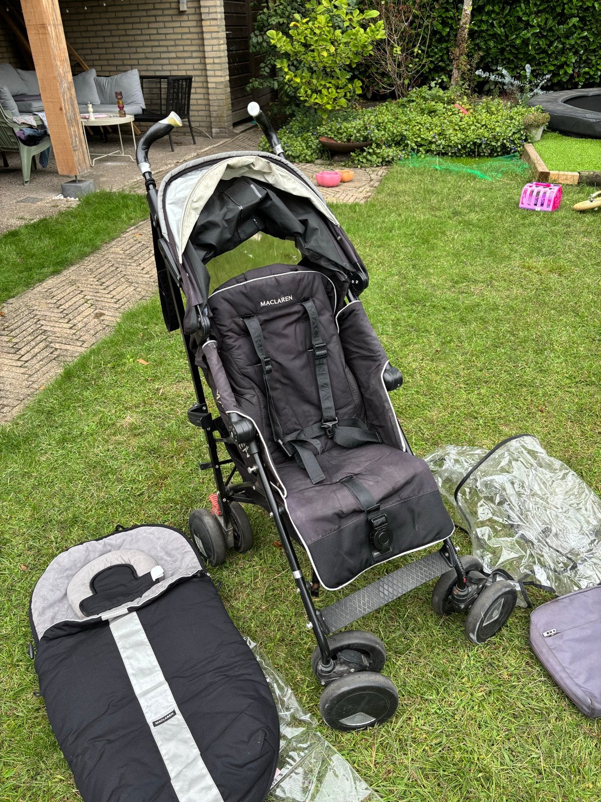 Maclaren Techno XT Buggy met voetenzak en regenhoes, Ophalen, Gebruikt, Kinderwagen, Overige merken