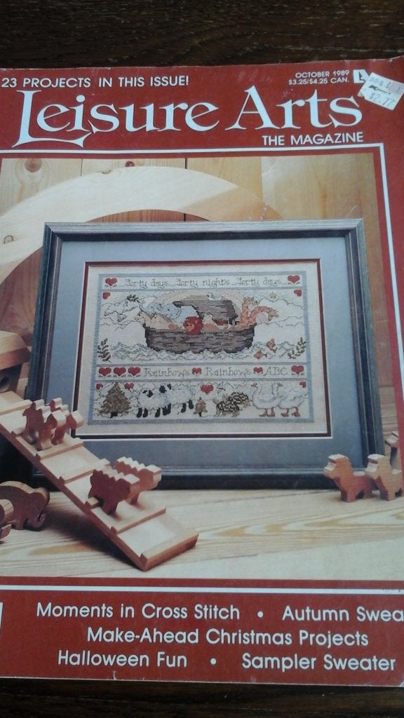Borduurblad leisure arts oktober 1989, Hobby en Vrije tijd, Ophalen of Verzenden, Zo goed als nieuw, Handborduren, Patroon
