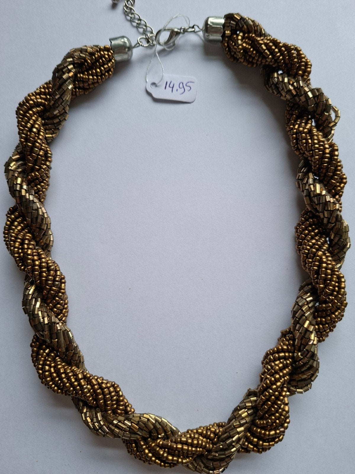 Gevlochten goudkleurige  ketting met verstelbare sluiting, Overige materialen, Ophalen of Verzenden, Goud, Verstelbaar