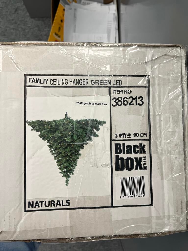 Plafon kerstboom, Inclusief accessoires, Groen, Kunstplant, 90 cm