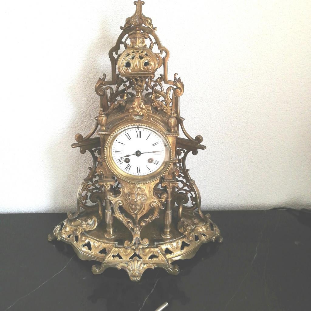 Antieke Franse pendule, verguld brons, ca. 1880 nu € 160,00, Ophalen
