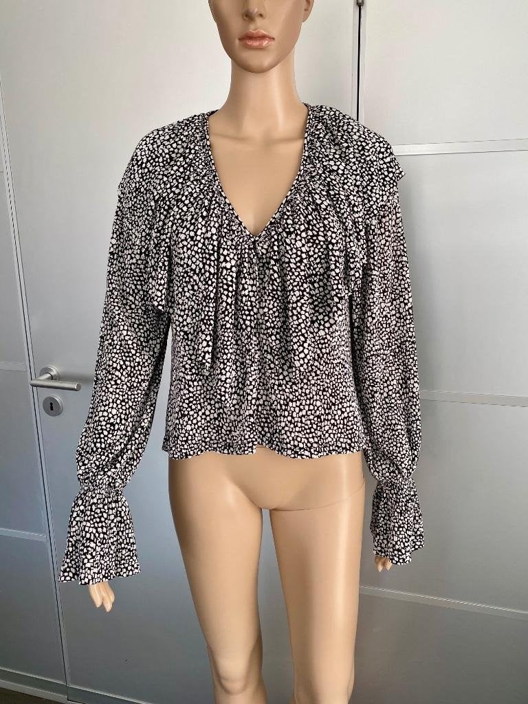 i239 Zara maat M=38/40 blouse top tuniek wit/zwart, Kleding | Dames, Maat 38/40 (M), Ophalen of Verzenden, Zo goed als nieuw, Wit