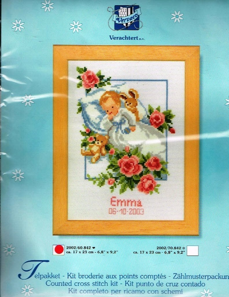 Cado OPRUIMING vervaco borduurpakket geboorte  EMMA, Ophalen of Verzenden, Nieuw, Handborduren, Borduurpakket